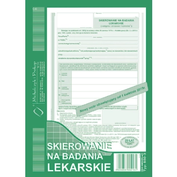 Skierowanie na badania lekarskie A5 850-3